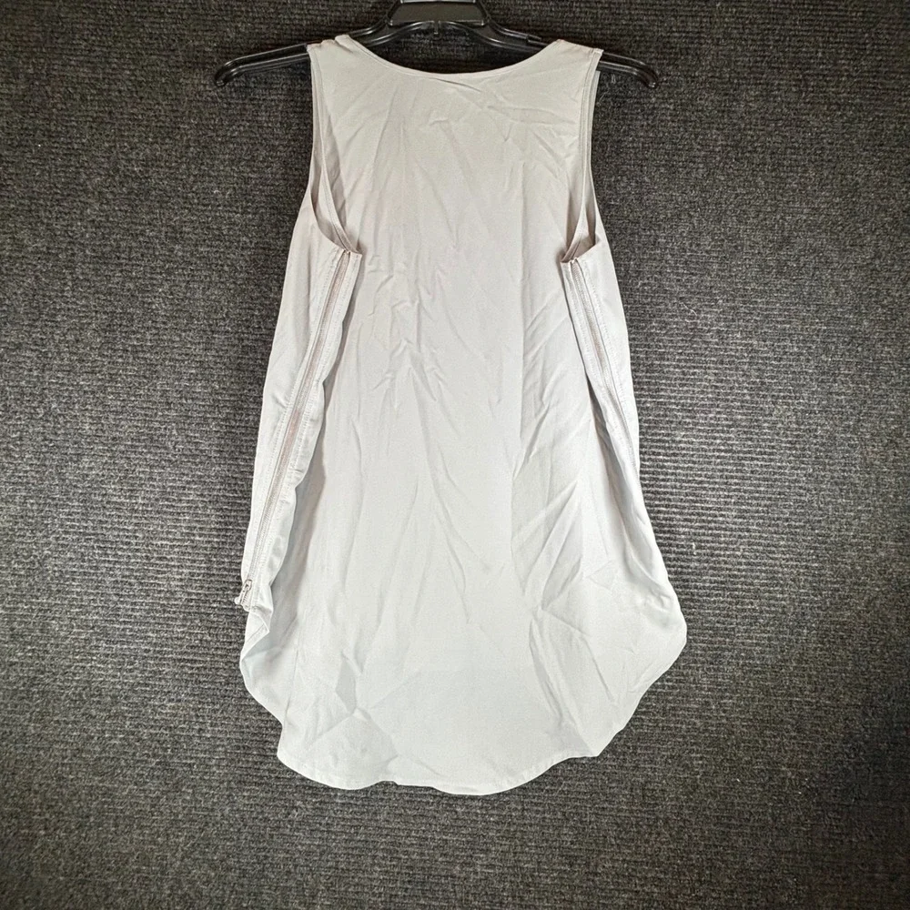 Paper Crane Womens Gray Sleeveless Zipper Side Tank Top Size L Pocket Scoop Neck